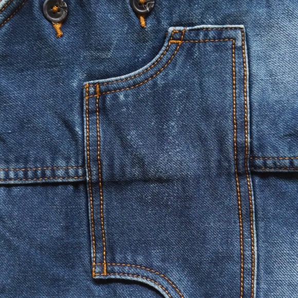 joe fresh stretch knit denim jeans overalls with rolled cuffs 6-12 months baby - Picture 5 of 11